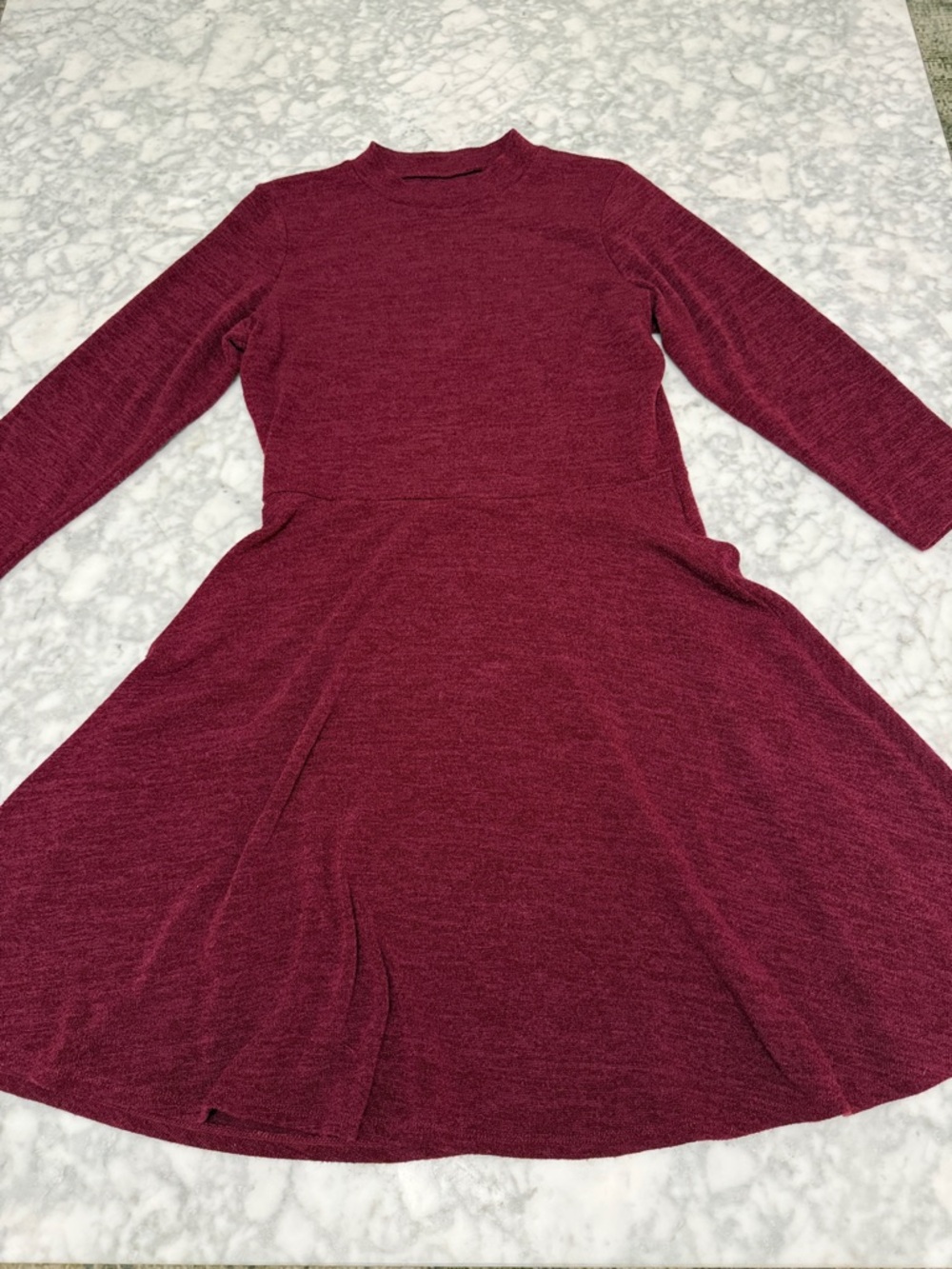 Decree Maroon Long Sleeve Fit-and-Flare Dress